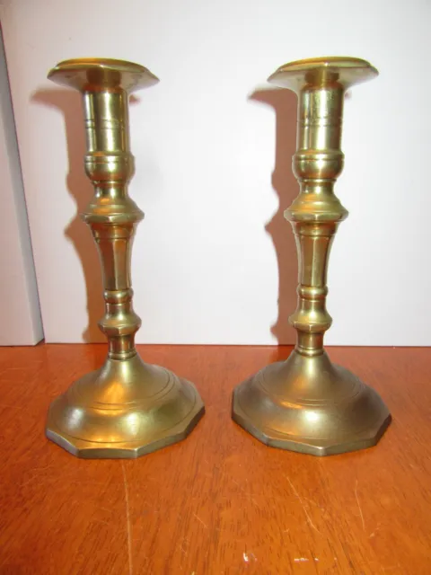 Vintage Set of 2 Pair Ornate Solid Brass Metal Candlesticks Candle Holders - EUC