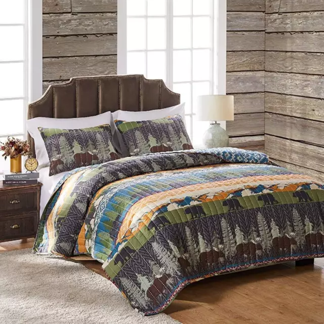 Black Bear Lodge Quilt Set, 3-Piece Full/Queen