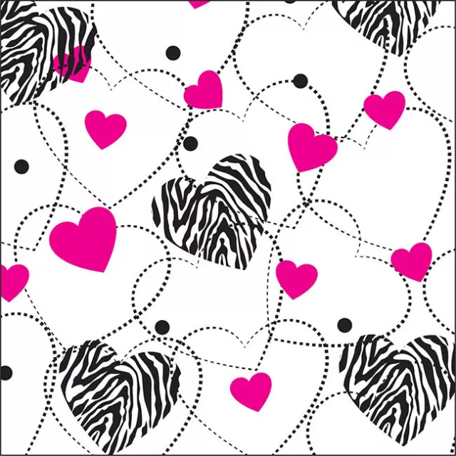 Zebra Hearts Tissue Paper 500x750mm Multi Listing