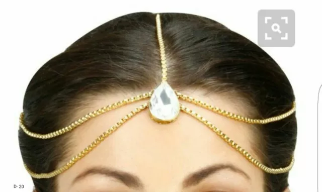 Indien Plaqué Or Matha Patti Cheveux Harnais Tête Bijoux Chaîne Mode Bijoux