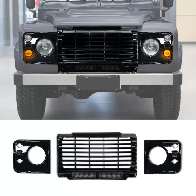 Fit For Land Rover Defender 1996-2016 Front Standard Radiator Grille Gross Black 3