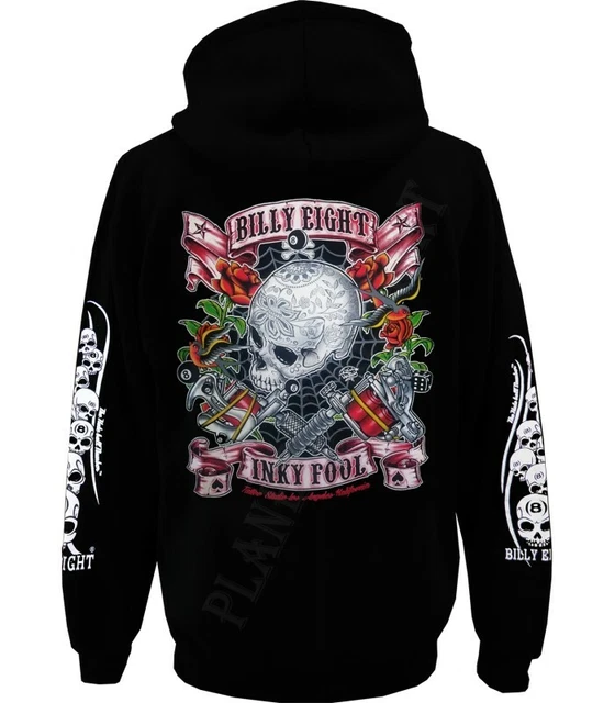 Sweat Billy Eight à Capuche Zip - Style Biker Riders - Noir - Homme - Neuf Avec étiquettes