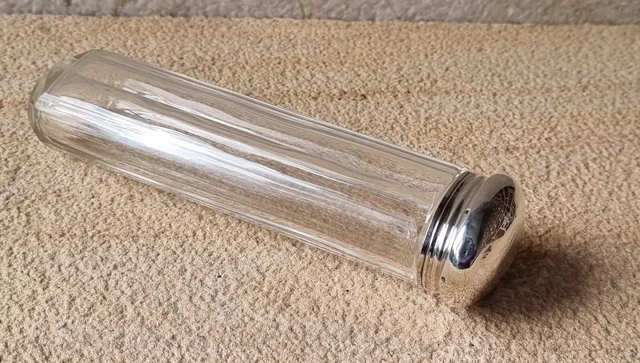 Vintage Art Deco Tall Hallmarked Sterling Silver Top Toiletry Jar : London 1935 Vintage Art Deco Tall Hallmarked Sterling Silver Top Toiletry Jar : London 1935