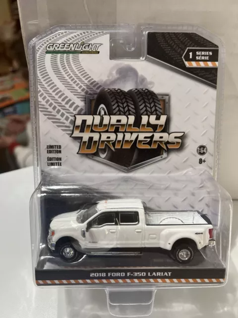 greenlight 1/64 dually drivers Series 1 2018 Ford F-350  Lariat White