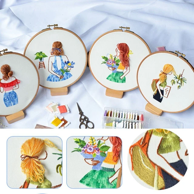 Handwork Cross Stitch Kit Embroidery Hoop Ribbon Painting Embroidery Needlework