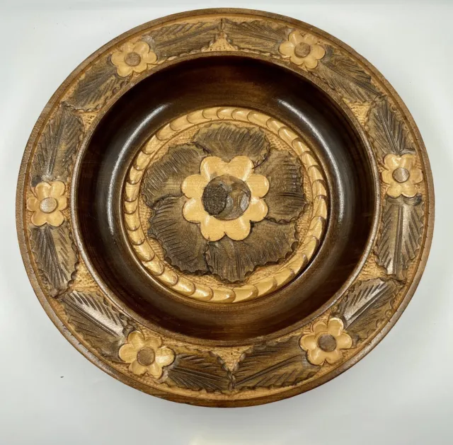 Hand Carved Wooden Decorative Plate