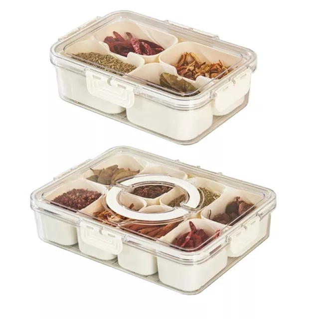 Rectangular Box with Lid Handle Clear Divideds Serving Tray 6/8 Grid