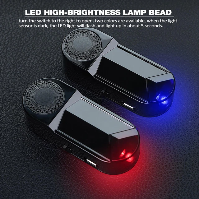 LED CAR FAKE Security Light Solar Powered Alarm Wireless Warning Anti