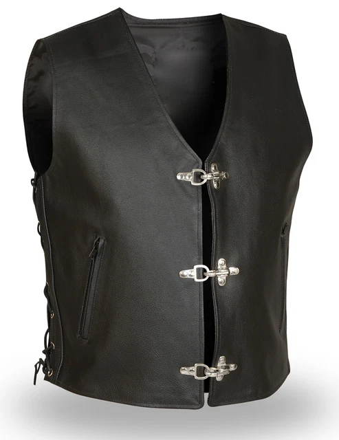 Gilet Cuir Moto Homme Sans Manches Style Chopper Biker Rocker – Poches Multiples & Taille Réglable En Cuir Véritable
