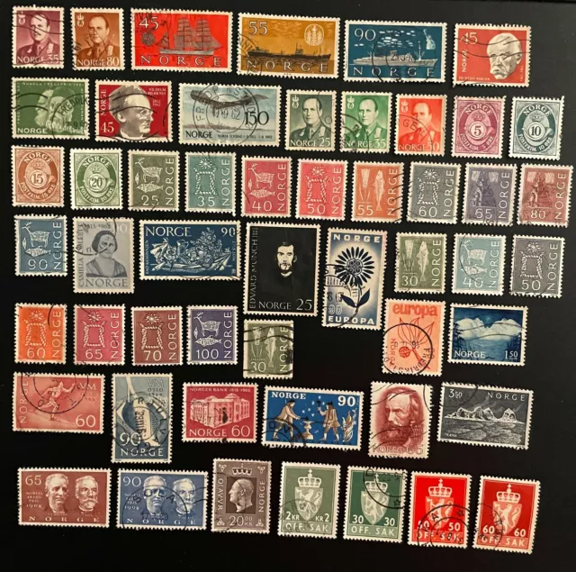 NORWAY NICE LOT COLLECTION OF CLASSIC 1960's STAMPS 52 DIFFERENT SOME BETTER