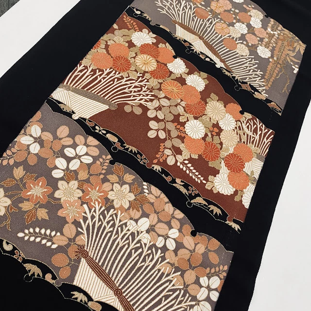 Empress #D 13.5x66 LONG Tomesode Black Silk Japanese Kimono Fabric ToD48