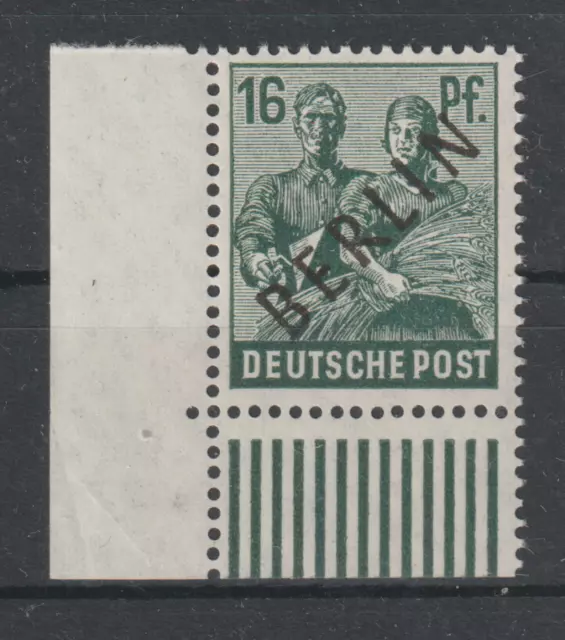 Deutschland Berlin Nr. 7 ** Ecke Eckrand links unten Walzendruck postfrisch MNH