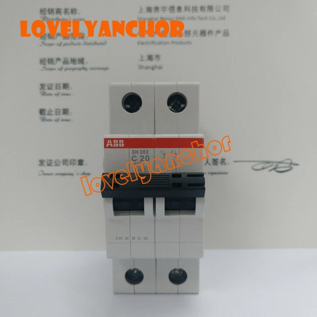 1PC ABB SH202-C20 Miniature Circuit Breaker - SH200 - 2P- C- 20A 2CDS212001R0204 1PC ABB SH202-C20 Miniature Circuit Breaker - SH200 - 2P- C- 20A 2CDS212001R0204