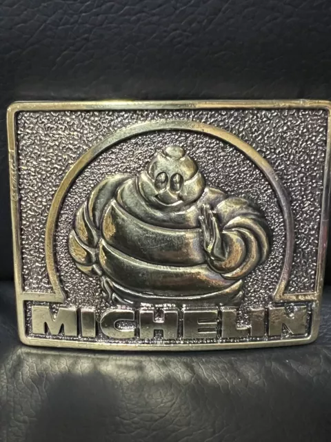 Michelin Man Tires Belt Buckle Advertising Brass Great American Vintage- NEW!