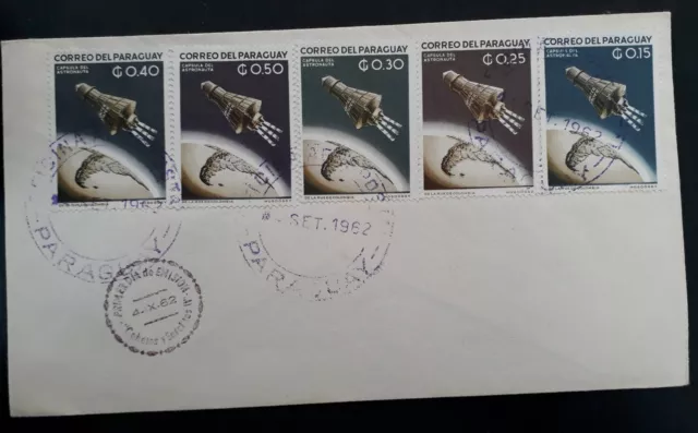 1962 Paraguay Manned Space Flights Satellites FDC with set of 5 stamps