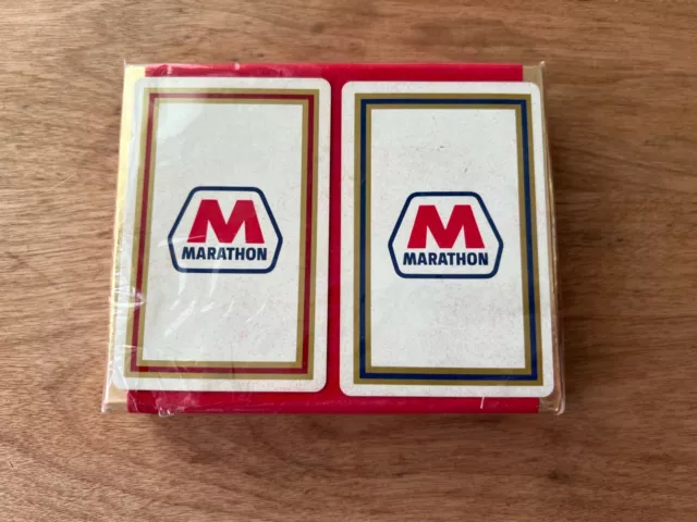 Sealed Marathon Oil Gas Station Playing Cards vtg Advertising double deck