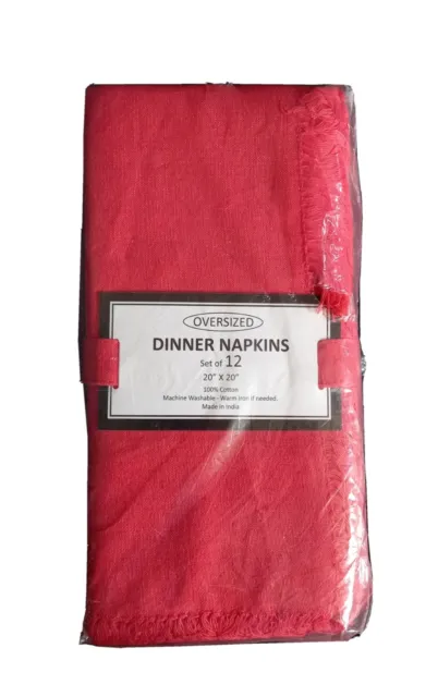 Übergroßes Abendessen Servietten Tuch 12er Set rot 100 % Baumwolle 20'x20' maschinenwaschbar