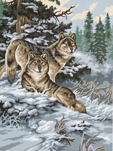 Schnee Wölfe Wandteppich Leinwand