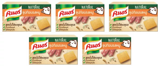 5 x Thai Knorr Pork Bouillon Soup Seasoning Cubes Non-MSG MSG-free 6 Cubes (60g)