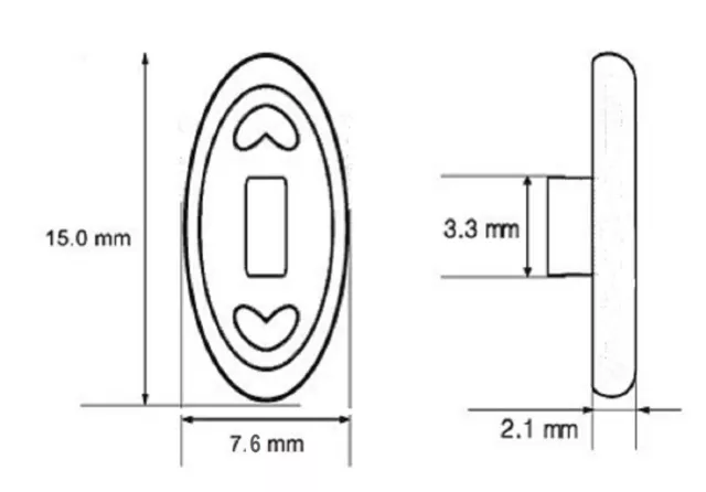 AKTION - 10 x  Nasenpads/Brillenpads - 15mm oval Form - Silikon Klicksystem 2