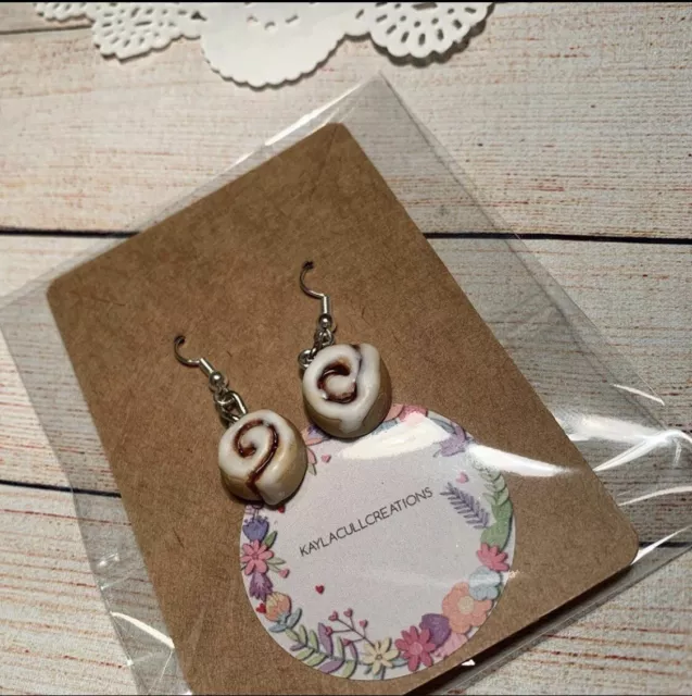 Fimo Cinnamon  roll Earrings|miniature food jewellery|mini polymerclay Food |