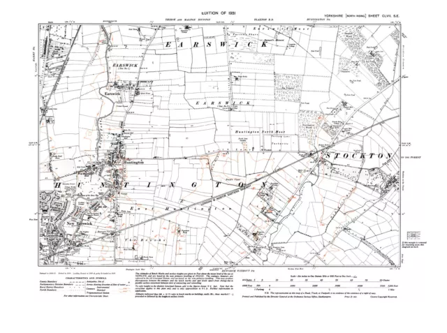 Old Map of  Huntington, New Earswick,  Yorkshire -1931 - Repro 157 SE