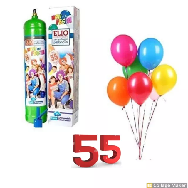 55 Palloncini + Kit Bombola di Elio per feste di compleanno party