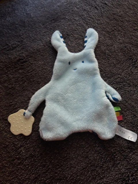 DPD/Doudou plat lapin rayé bleu et blanc Oxybul - Eveil et jeux  TTBE