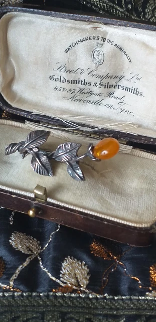 Broche Vintage Fleur Rose Orangé, Cristal, Cerclage Argent, Bijou Fantaisie Femme