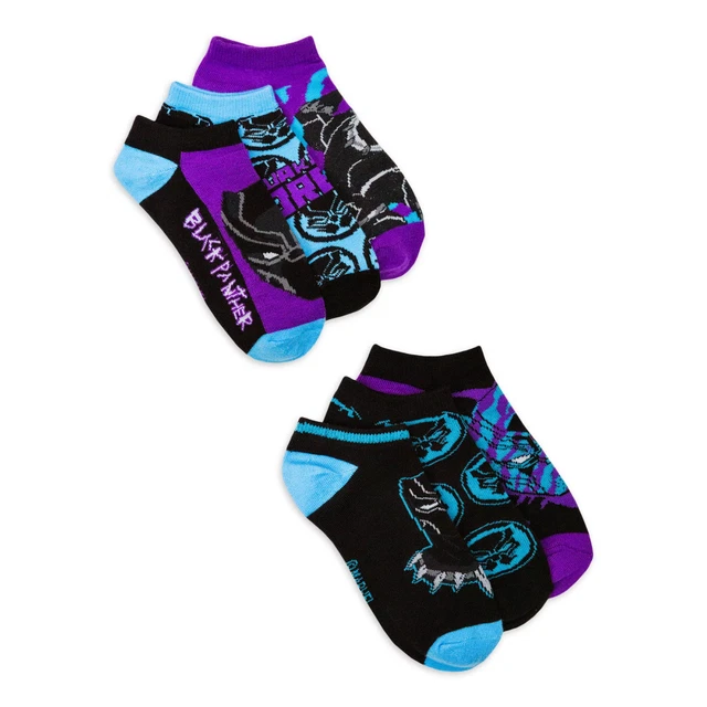 Marvel Black Panther Boys' No Show Socks Fits Shoe Size Toddler 4.5-8.5 S NEW