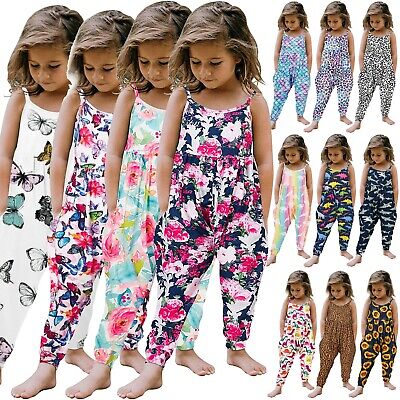 Toddler Girls Baby Kids Jumpsuit One Piece Floral Strap Romper Summer Outfits