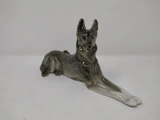 Lomonosov Porcelain German Shepherd / Alsation Dog Ornament Figure Made In USSR
