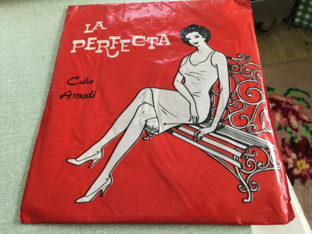 Calzetteria vintage originale, La Perfecta senza cuciture. taglia 9 tonalità.Amadi. maglia fine.