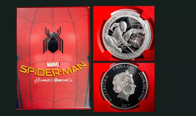 Pf 70 Uc 2017 First R Marvel Spider-Man Homecoming  1 Oz John Mercanti Box W/Coa