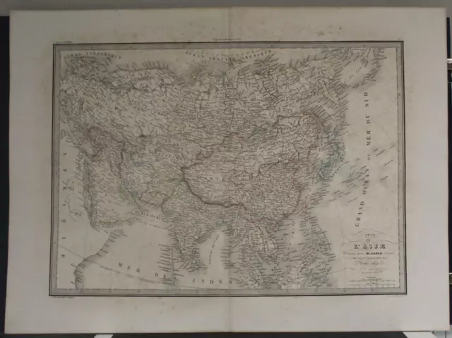 Asian Continent 1842 Pierre Lapie Unusual Antique Original Lithographic Map