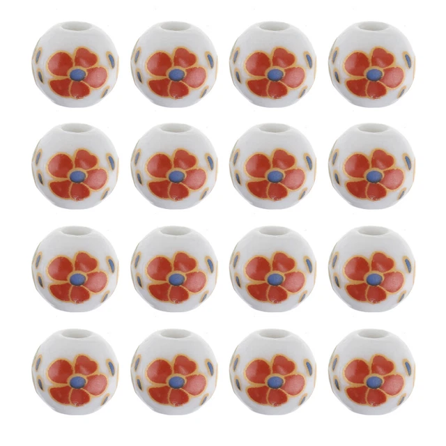 50 Pcs Lose Perlen Aus Keramik Blumenperlen Aus Porzellan DIY Zubehör Runden