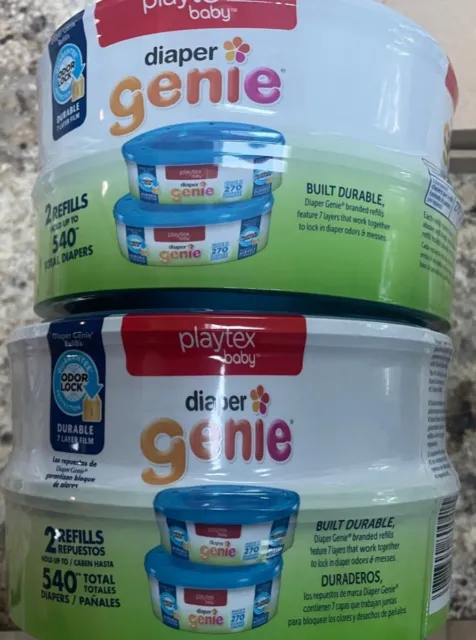 New Diaper Genie Refill 4 Pack Holds 270 each 1080 total Diapers Factory Sealed