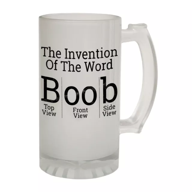 Frosted Glass Beer Stein Invention Word Boob Rude Funny Novelty Christmas Gift