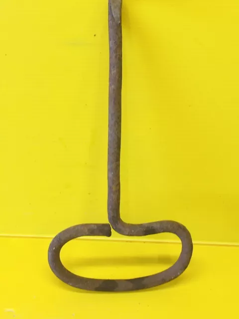 Antique Metal Forged Bale Hay Bale Meat Hook Farm Tool Primitive Iron Implement