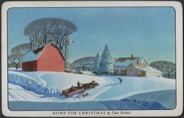 Playing Cards Single Card Old Vintage Named HOME FOR CHRISTMAS Dale Nichols Art Playing Cards Single Card Old Vintage Named HOME FOR CHRISTMAS Dale Nichols Art