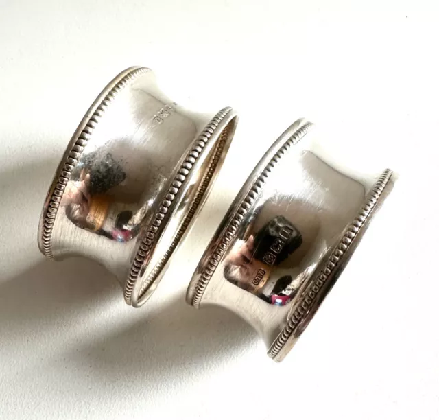 1920 Solid Sterling Silver CHESTER PAIR of Engraved Napkin Rings