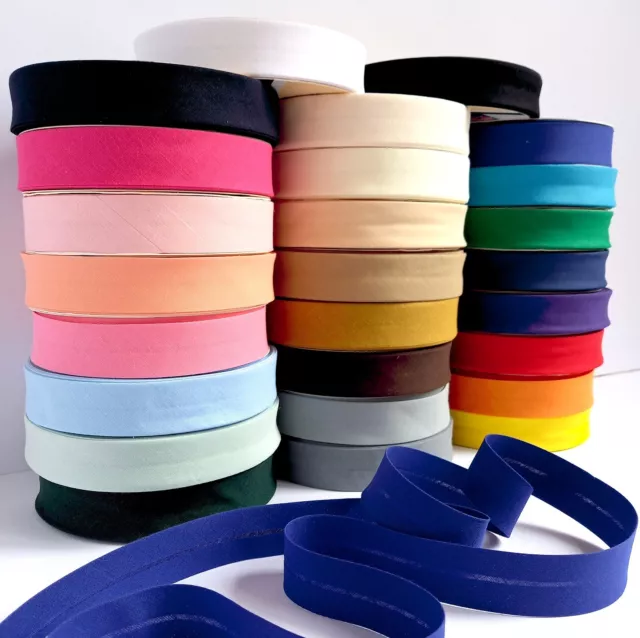 Bias Binding 25mm wide Poly Cotton Pre Folded Edge Tape - 3m 5m 10m or 25m Roll