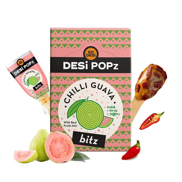 GO DESi Popz Con Bitz Peperoncino Guava 50 Pz Frutta Snacks, 400 G