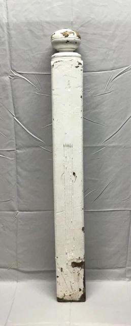 Antique Decorative Shabby White Hardwood Oak Newel Post 5x43 Chic VTG 1962-22B