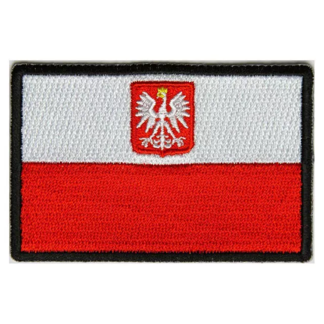 Embroidered Poland Polish Flag Sew or Iron on Patch Biker Patch