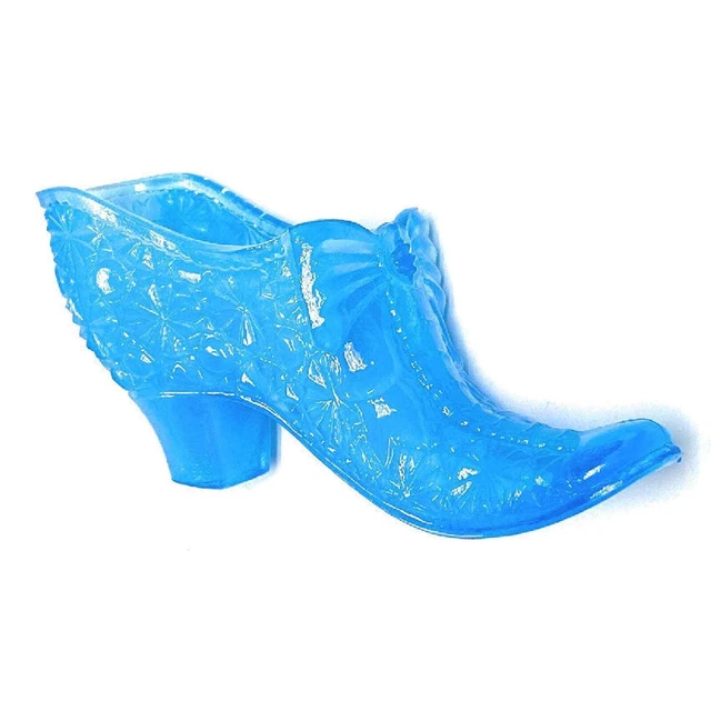 Boyd Art Glass Daisy Button Slipper Shoe Bow Tie 1999 Peacock Blue B293