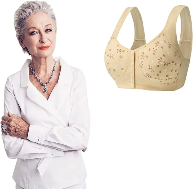 Fiona Charm Daisy Bra for Elderly, Comfortable & Convenient Front Button Bra