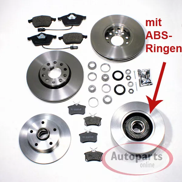 Bremsen Set Ø 280 mm + Ø 245 mm ABS Ringe Radlager vorne hinten für  Audi A4 B5