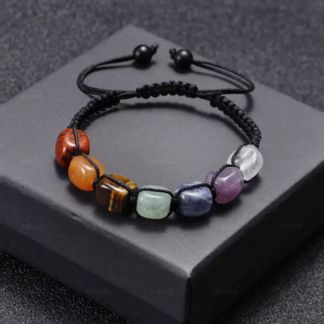 Kristall Edelstein Armband 7 Chakra Perlen Angststein Schmuck Heilung Reiki