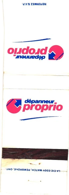 Quebec Canada Proporio Convenience Store Vintage Matchbook Cover